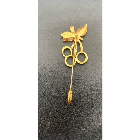 Vintage Gold Tone Golden Cherries Stick Pin - Picture 3 of 5